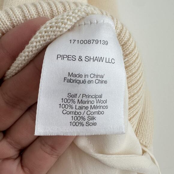 Veronica Beard Sweater Womens Large Cream Merino Wool Silk Layered Pullover - Picture 6 of 8